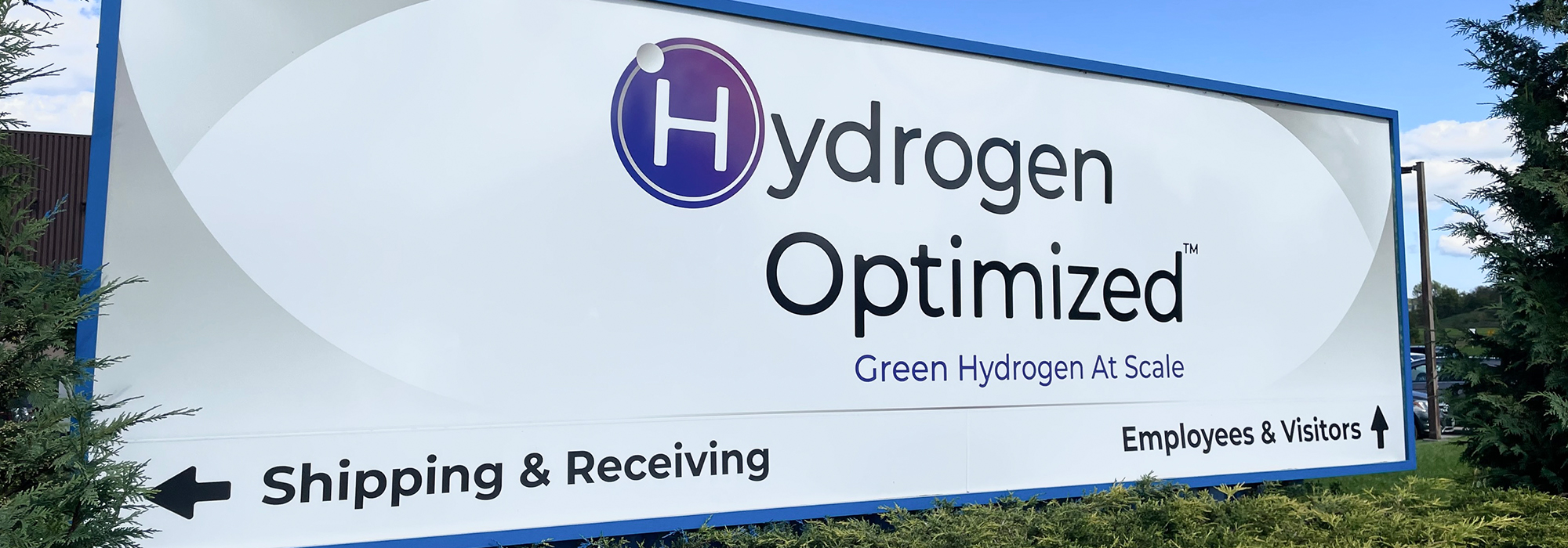 Hydrogen Optimized sign outside of the Owen Sound facility.