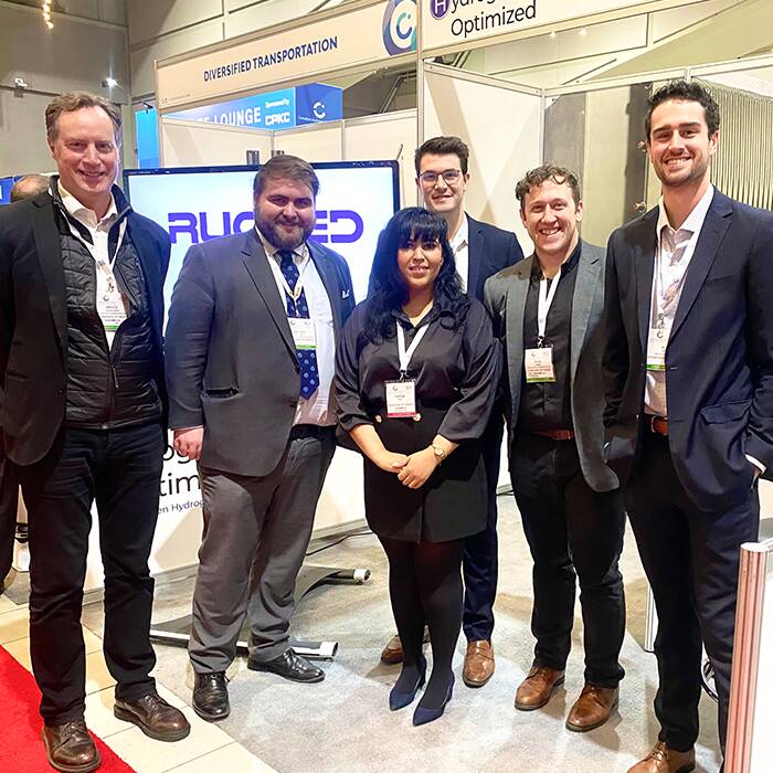 Bryce Conacher, Edward Stuart, Farnaz Sani, Ryan Robb, Harry De Rose, and Alex Nardi at the 2023 Canadian Hydrogen Convention.